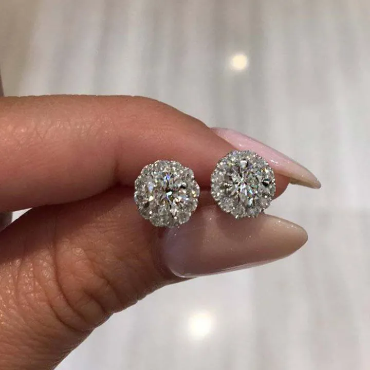Aaliyah Diamond Halo Studs