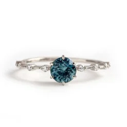 Arielle Teal Sapphire Diamond Ring