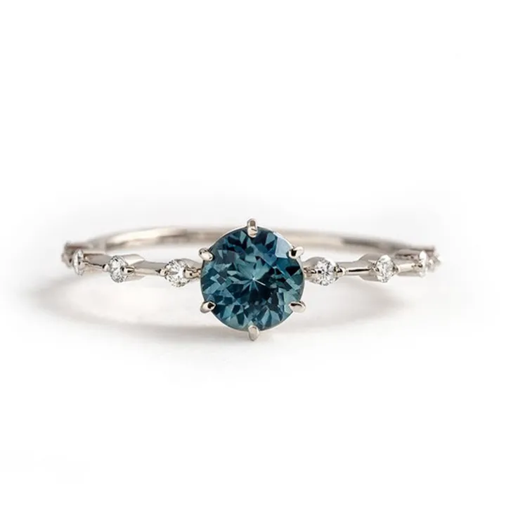 Arielle Teal Sapphire Diamond Ring