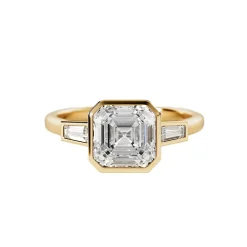 Asscher Bezel Set Trilogy Engagement Ring