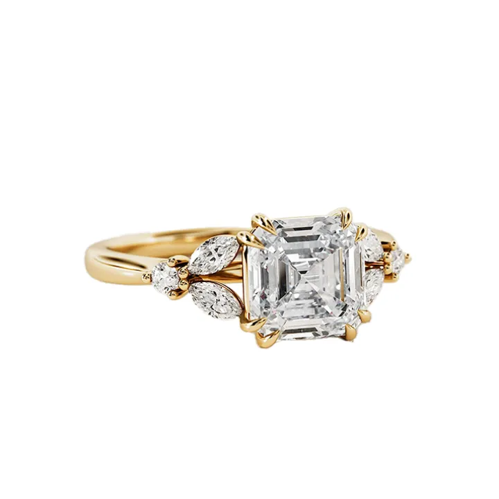 Asscher Blossom Diamond Engagement Ring