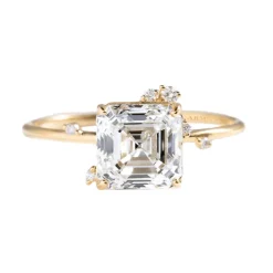Asscher Fire Fly Diamond Engagement Ring