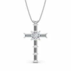 Baguette Diamond Cross Necklace