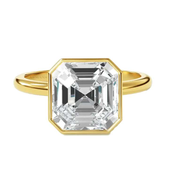 Bezel Set Asscher Lab Grown Engagement Ring