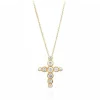 Bezel Set Bubble Diamond Cross Necklace