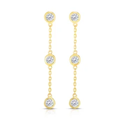 Bezel Set Chain Drop Diamond Earrings
