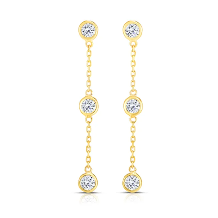 Bezel Set Chain Drop Diamond Earrings