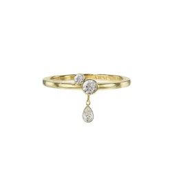 Bezel Set Diamond Dangle Ring