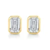 Bezel Set Emerald Diamond Studs