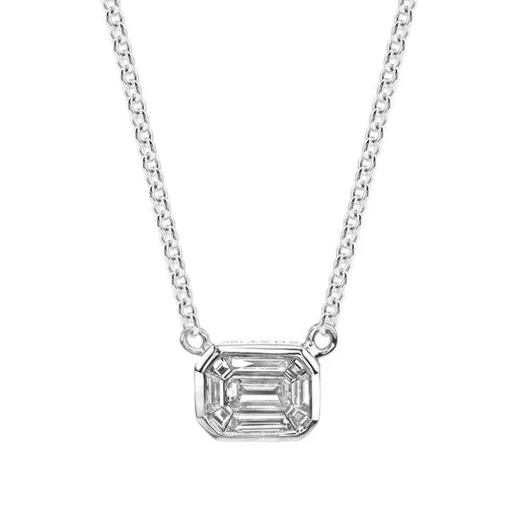 Bezel Set Emerald Diamond Pendant