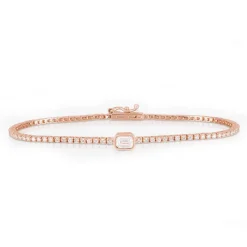 Bezel Set Emerald Diamond Tennis Bracelet