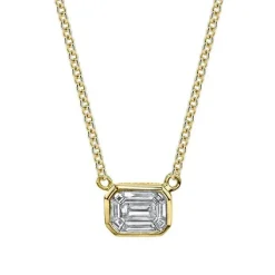 Bezel Set Emerald Diamond Pendant