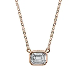 Bezel Set Emerald Diamond Pendant