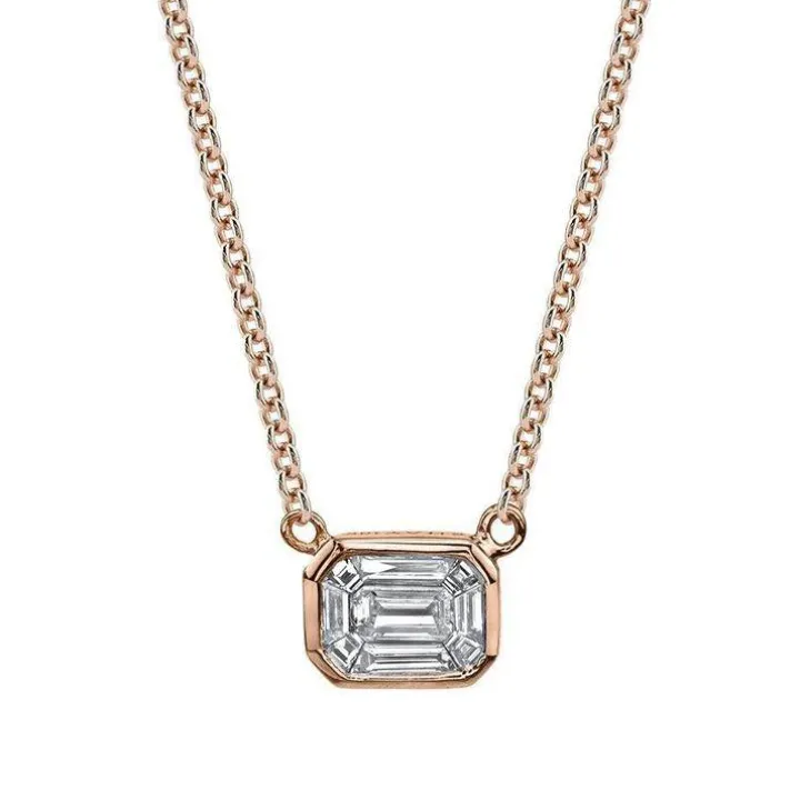 Bezel Set Emerald Diamond Pendant