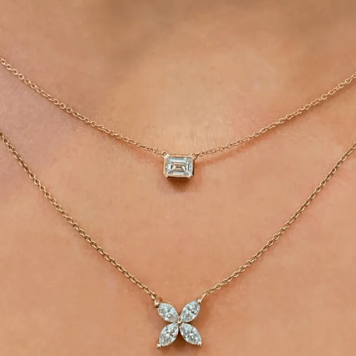Bezel Set Emerald Diamond Pendant