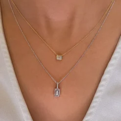 Bezel Set Emerald Diamond Pendant