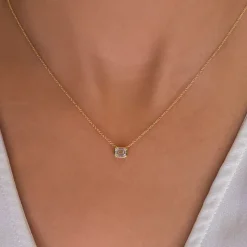 Bezel Set Emerald Diamond Pendant