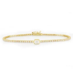 Bezel Set Emerald Lab Grown Diamond Tennis Bracelet