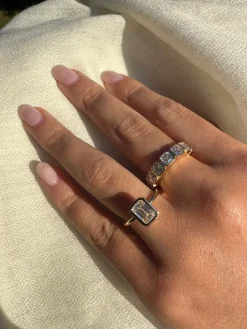 Bezel Set Emerald Lab Grown Engagement Ring