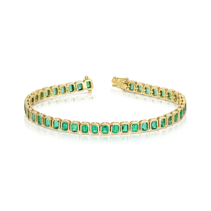 Bezel Set Green Emerald Bracelet