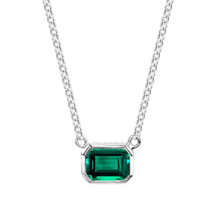 Bezel Set Green Emerald Pendant