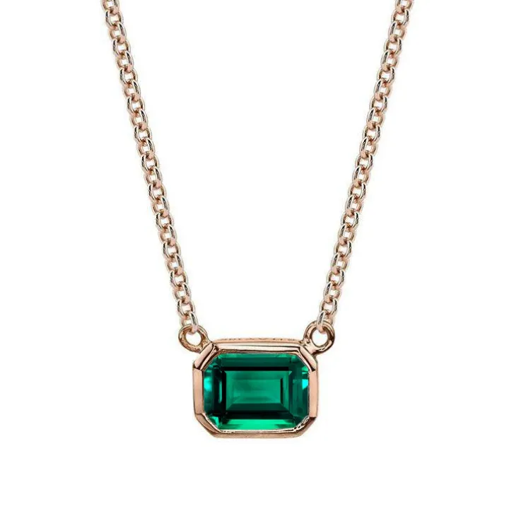 Bezel Set Green Emerald Pendant