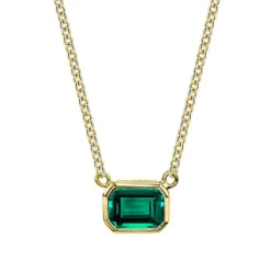 Bezel Set Green Emerald Pendant
