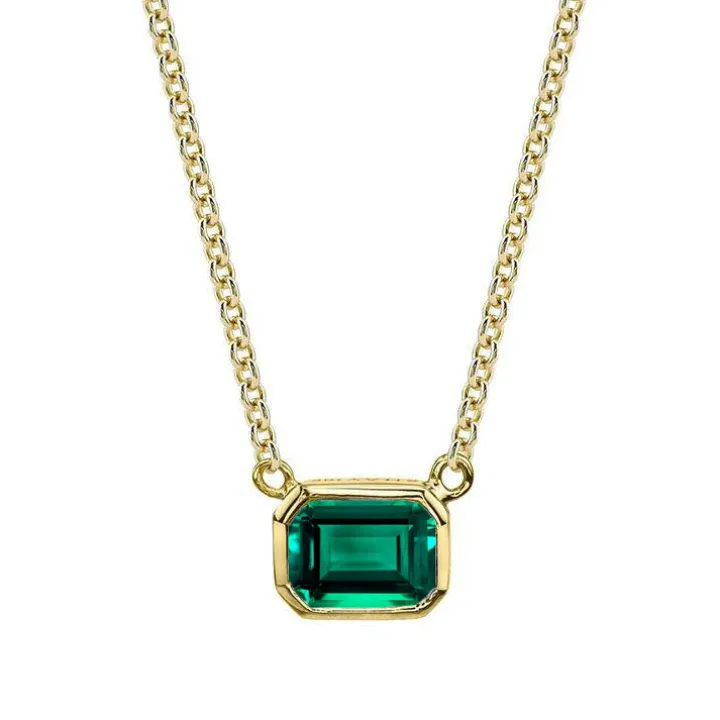 Bezel Set Green Emerald Pendant