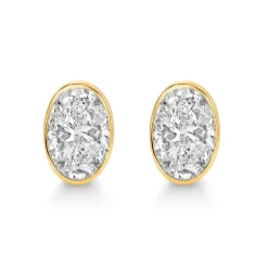 Bezel Set Oval Diamond Studs