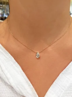 Bezel Set Pear Diamond Pendant
