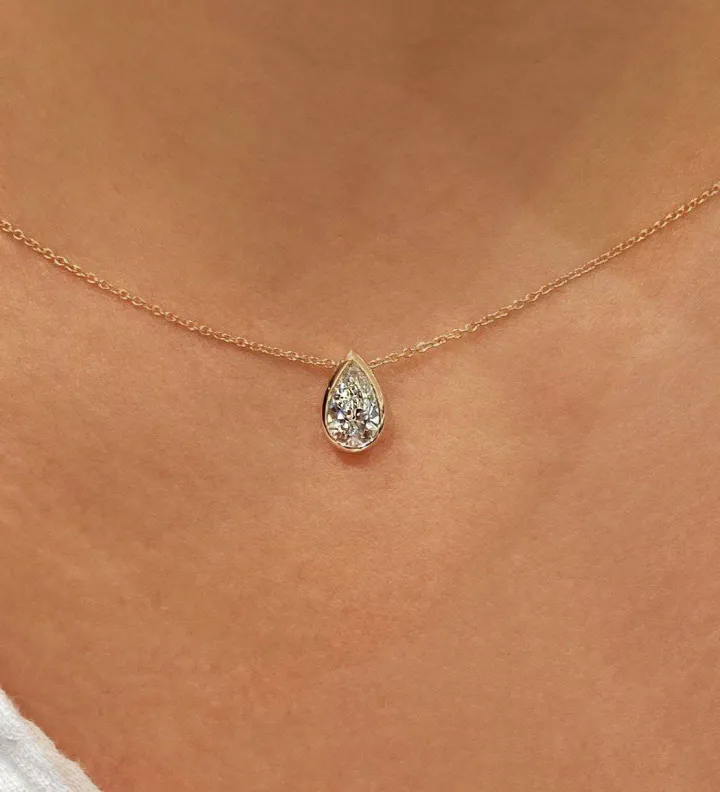 Bezel Set Pear Diamond Pendant