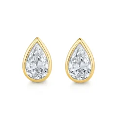 Bezel Set Pear Diamond Studs