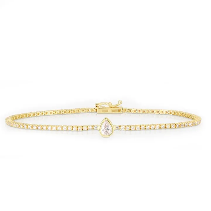 Bezel Set Pear Diamond Tennis Bracelet
