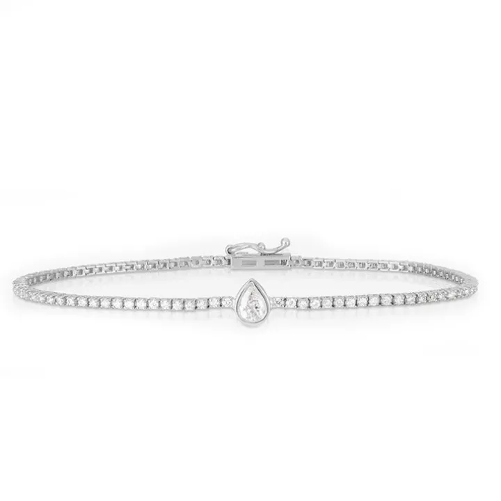 Bezel Set Pear Diamond Tennis Bracelet
