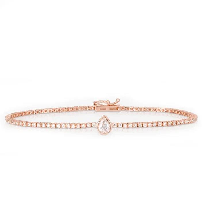 Bezel Set Pear Diamond Tennis Bracelet