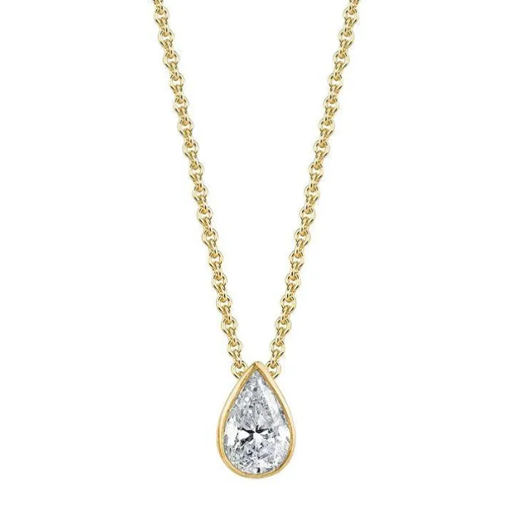 Bezel Set Pear Lab Grown Diamond Pendant