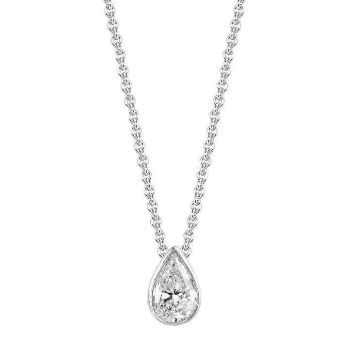 Bezel Set Pear Lab Grown Diamond Pendant