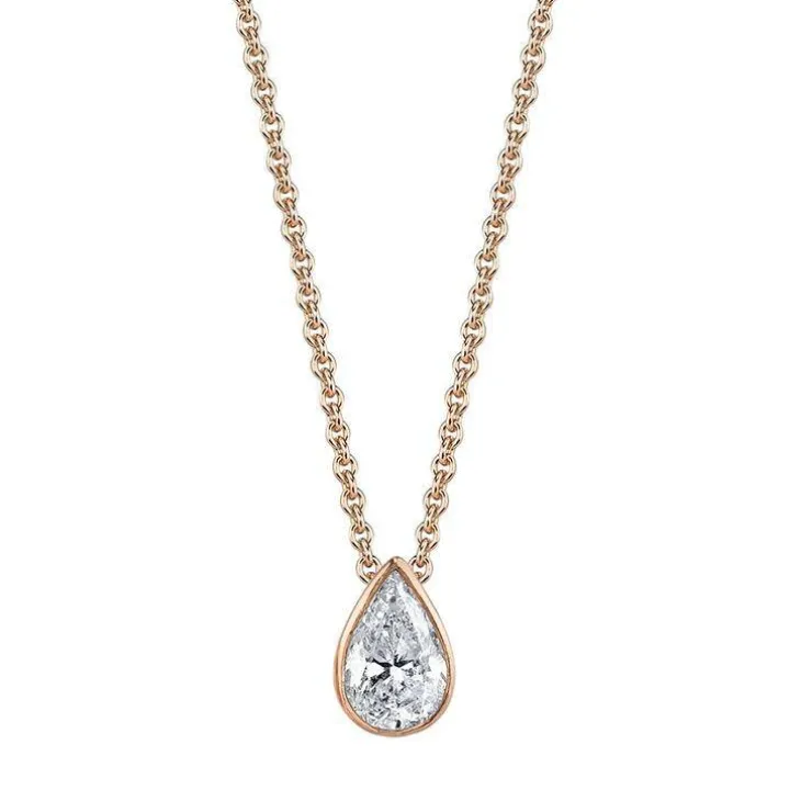 Bezel Set Pear Lab Grown Diamond Pendant