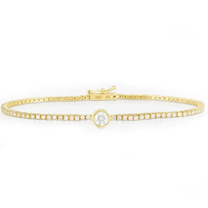 Bezel Set Round Diamond Tennis Bracelet