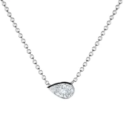 Bezel Set Side Pear Diamond Necklace