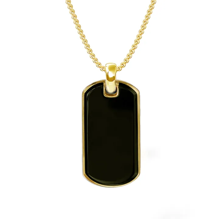 Black Onyx Dog Tag Necklace