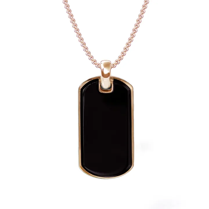 Black Onyx Dog Tag Necklace