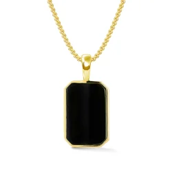 Black Spinel Dog Tag Necklace