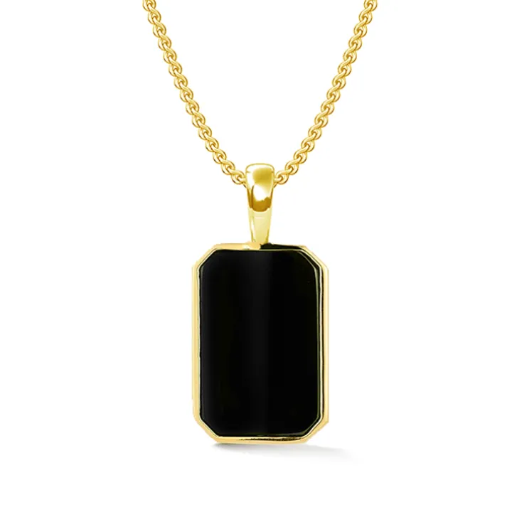 Black Spinel Dog Tag Necklace