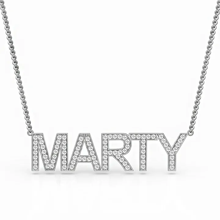 Block Letter Diamond Name Necklace