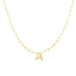 Block Letter Necklace with Paperclip Chain