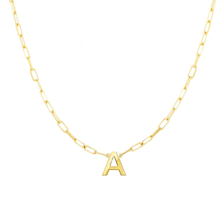 Block Letter Necklace with Paperclip Chain