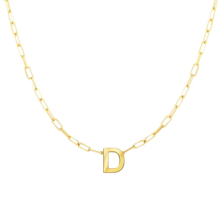 Block Letter Necklace with Paperclip Chain
