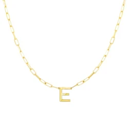 Block Letter Necklace with Paperclip Chain