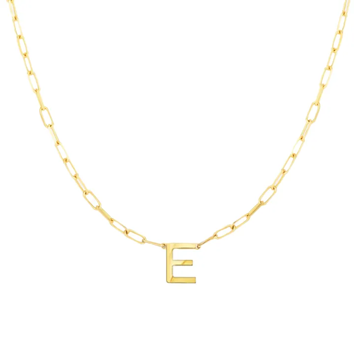 Block Letter Necklace with Paperclip Chain